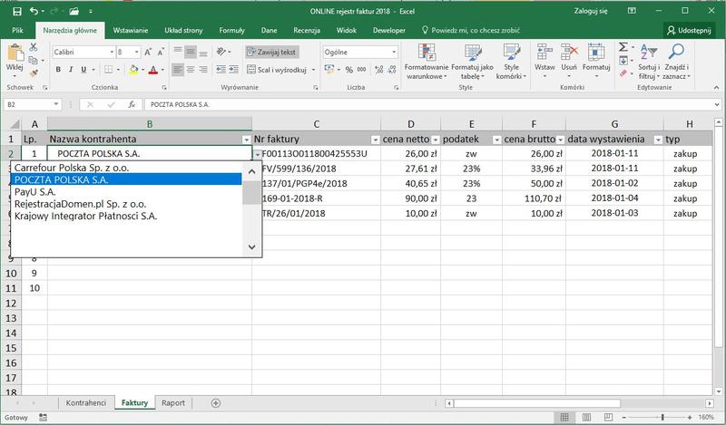 Listy rozwijane w Excelu